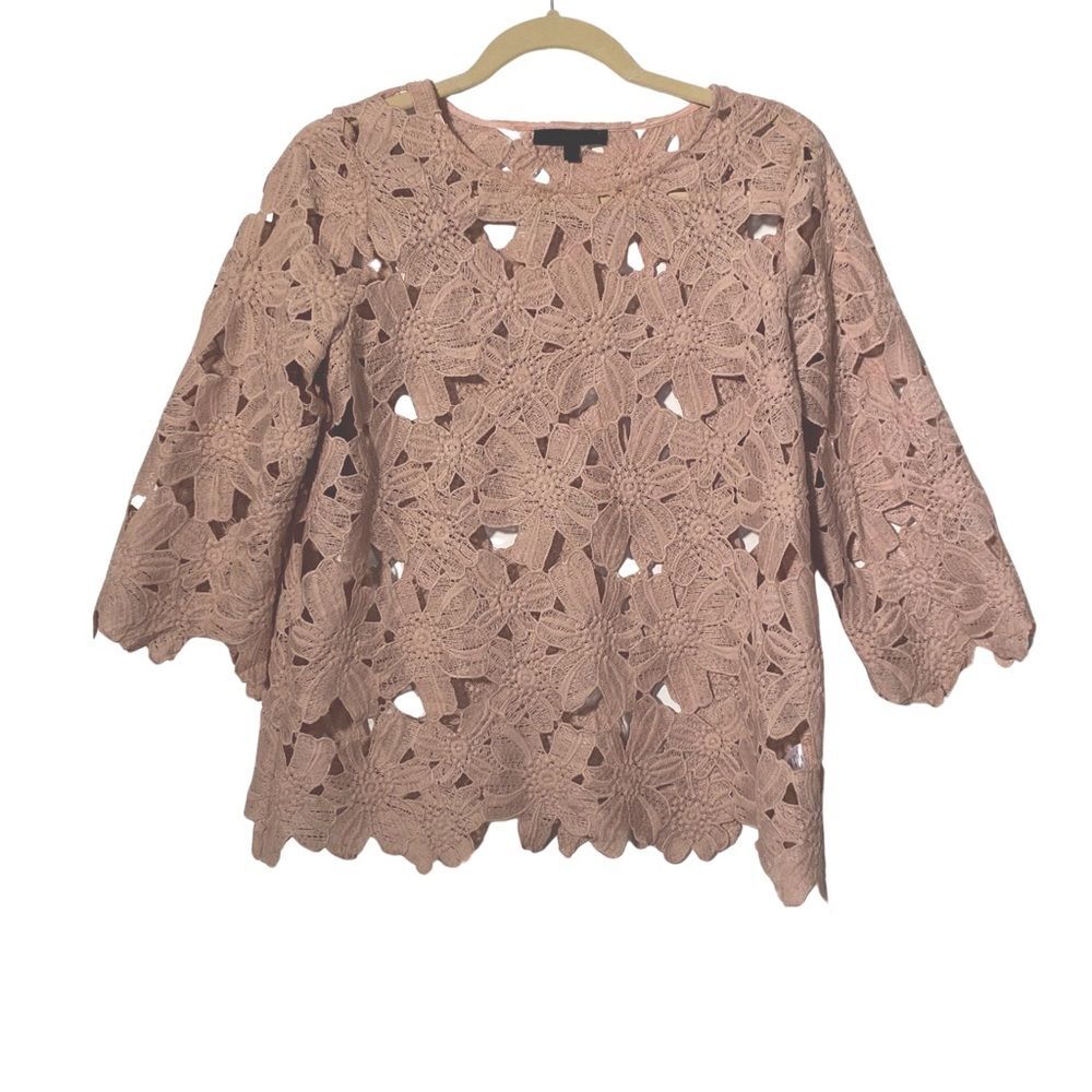 ARYN K Blush Floral Lace Cutout Top Romantic Coquette Boho Small